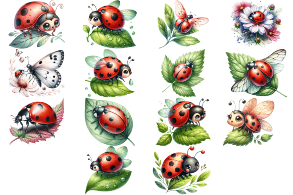 Download 14 Watercolor Ladybug Clipart Bundle - Premium Resources