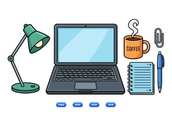 Download Home Office Desk Clipart Set - Premium Resources