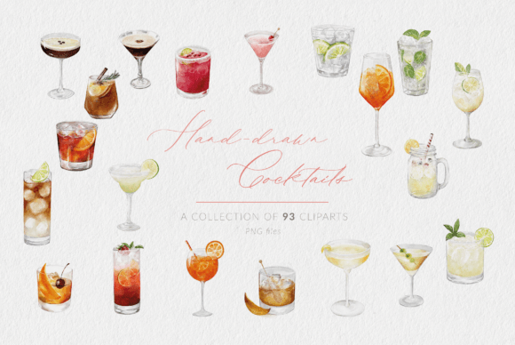 Download Watercolor Style Cocktails Set - Watercolor style Collection