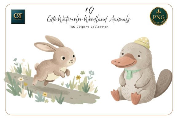 Download Cute Woodland Watercolor Style PNG Set - Watercolor style Collection