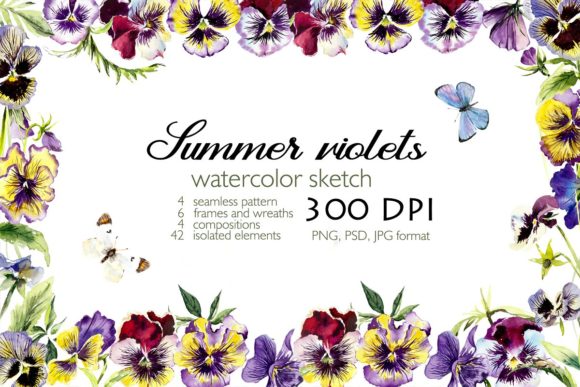 Download Watercolor Set Blooming Violets - Blooming Collection
