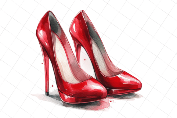 Download Red High-heeled Shoes Watercolor Style - Watercolor style Collection